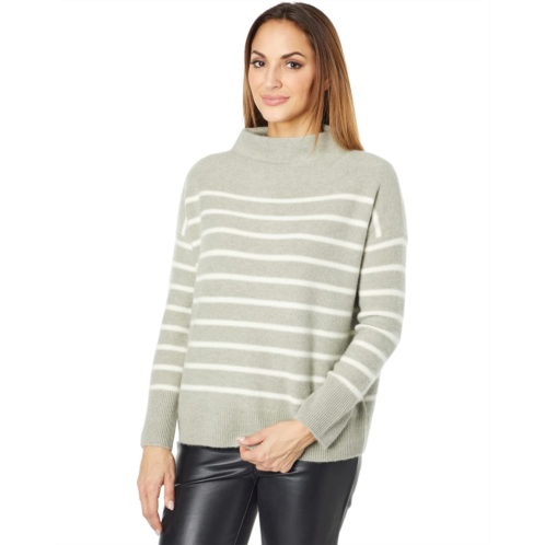 Vince Breton 100% Cashmere Stripe Boiled Funnel Neck