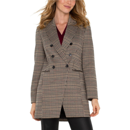 Liverpool Los Angeles Double Breasted Longline Blazer Houndstooth Knit