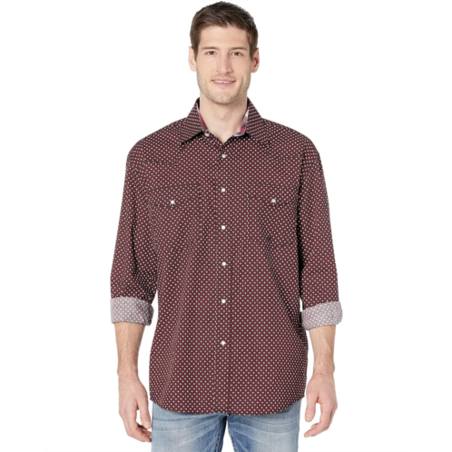 Roper Wine Star Geo Print Western Shirt with Snaps