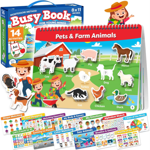 Momo & Nashi Montessori Busy Book for Toddlers Ages 3 and Up - Preschool Learning Activities Book - Pre K Kindergarten Educational Toys for 3 Year Old - My Preschool Busy Book Ages 3-4 4-8 5-7