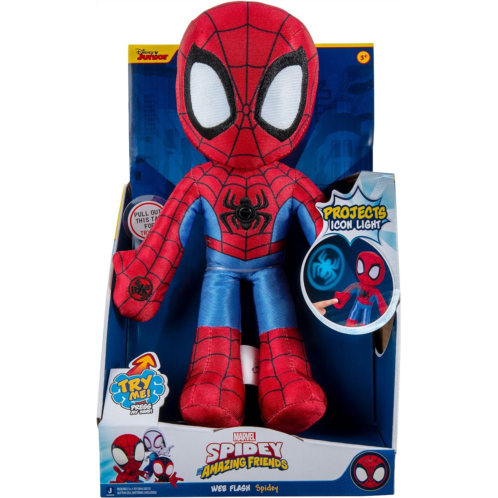 Marvel Spidey and His Amazing Friends Web Flash Spidey Plush - 9-Inch Plush with Light Up Signal - Toys Featuring Your Friendly Neighborhood Spideys