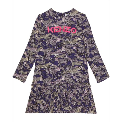 Kenzo Kids Leopard Print Long Sleeve Dress (Little Kids/Big Kids)