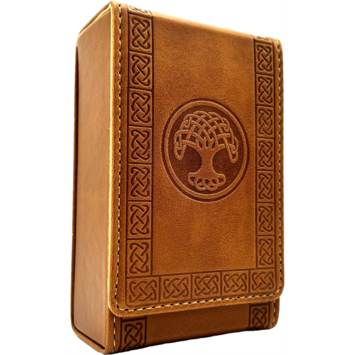 Luck Lab Leather Tarot Card Case/Holder - Brown - For Most Standard Size Tarot Cards (Fits Deck size with Box measuring 4.875 x 2.875 x 1.25)- Tree of LIfe Design