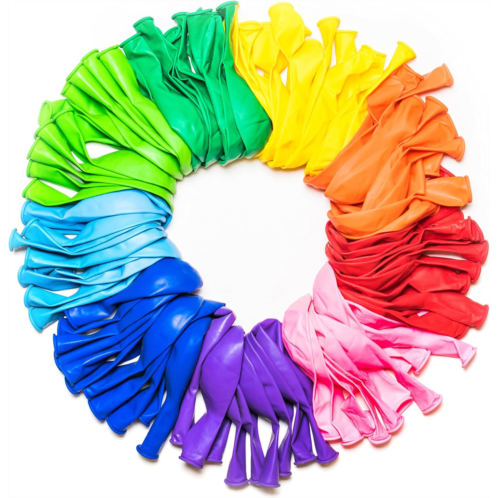 Dusico Balloons Rainbow Set (100 Pack) 12 Inches, Assorted Bright Colors, Made With Strong Multicolored Latex, For Helium Or Air Use. Kids Birthday Party Pinata Decoration Accesso