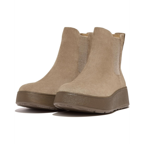 Womens FitFlop F-Mode Suede Flatform Chelsea Boots 2-Tone Elastic