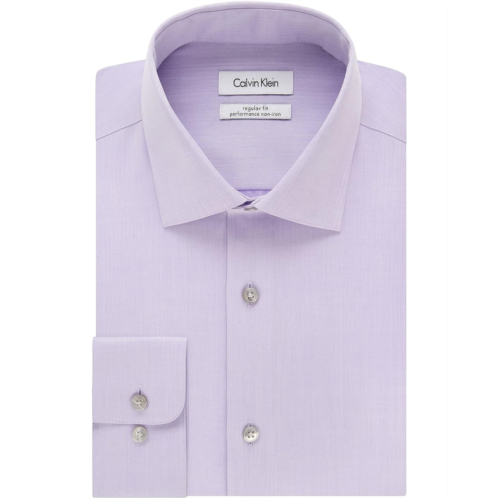 Mens Calvin Klein Dress Shirt Regular Fit Non Iron Herringbone