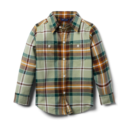 Janie and Jack Brushed Plaid Button-Up Top (Toddler/Little Kid/Big Kid)