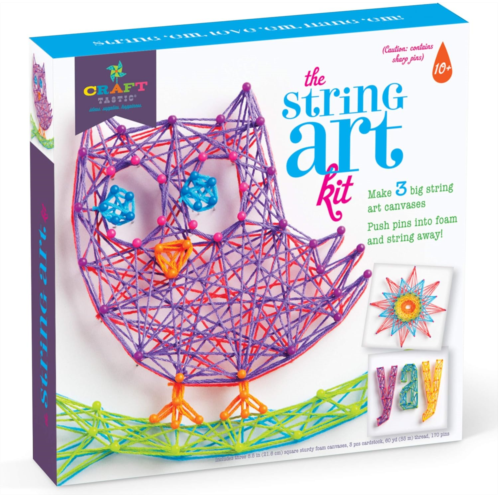 Craft-tastic DIY String Art - Craft Kit for Kids - Everything Included for 3 Fun Arts & Crafts Projects - Owl Series, Large