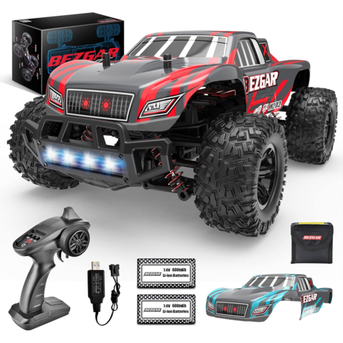 BEZGAR HM202 1:20 Scale Hobby Grade Fast RC Cars for Adults-4WD 2.4GHz High Speed 35KPH All Terrain Off-Road RC Truck,Remote Control Car W/ 2 Rechargeable Batteries Great Gift for