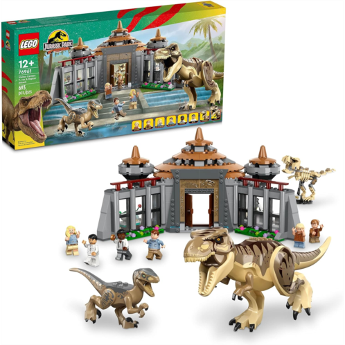 LEGO Jurassic Park Visitor Center: T. rex & Raptor Attack 76961 Buildable Dinosaur Toy; Gift for Teens and Kids Aged 12 and Up, Including a Dino Skeleton Figure, 6 Minifigures and