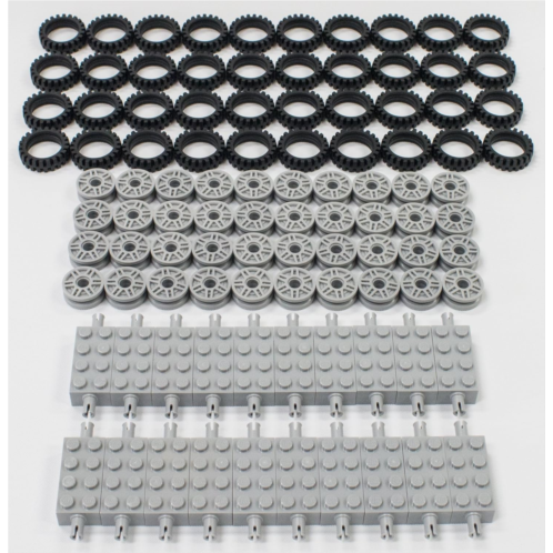 LEGO New Tire, Wheel and Technic Brick Axles Bulk Lot - 100 Pieces Total