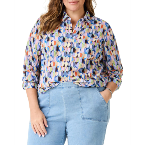 Womens NIC+ZOE Plus Size Social Circles Boyfriend Shirt