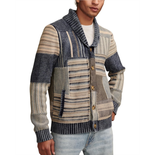 Mens Lucky Brand Patchwork Shawl Cardigan