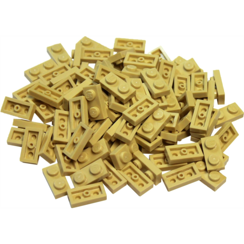 LEGO Parts and Pieces: Tan (Brick Yellow) 1x2 Plate x100