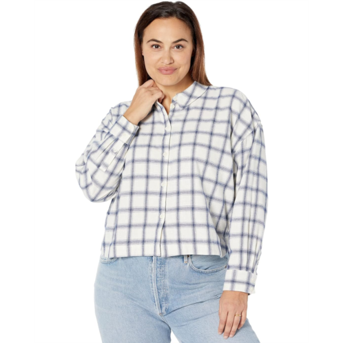 Womens Madewell Plus Flannel Hartfield Crop Shirt in Windowpane