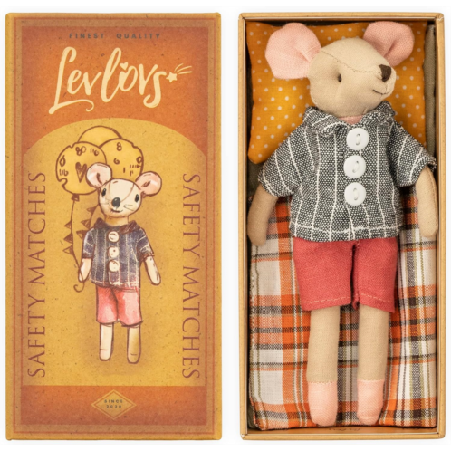 LEVLOVS Mouse in a Matchbox Toy Baby Registry Gift (Big Brother Mouse)