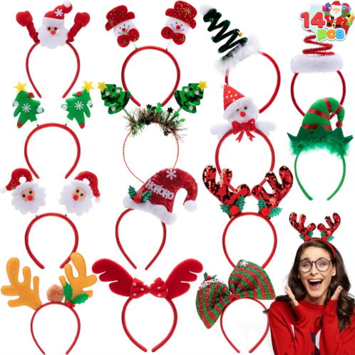 JOYIN 14 Christmas Headbands with Different Designs Christmas Party Holiday Headbands for Kids Women Men Christmas and Holiday Parties Christmas Party Favors (ONE Size FIT ALL)