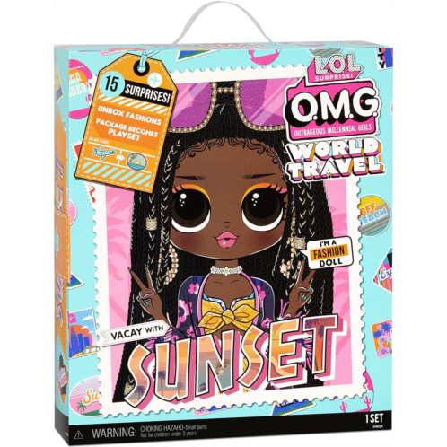 L.O.L. Surprise! World Travel Sunset Fashion Doll with 15 Surprises Including Outfit, Travel Accessories and Reusable Playset - Great Gift for Girls Ages 4+
