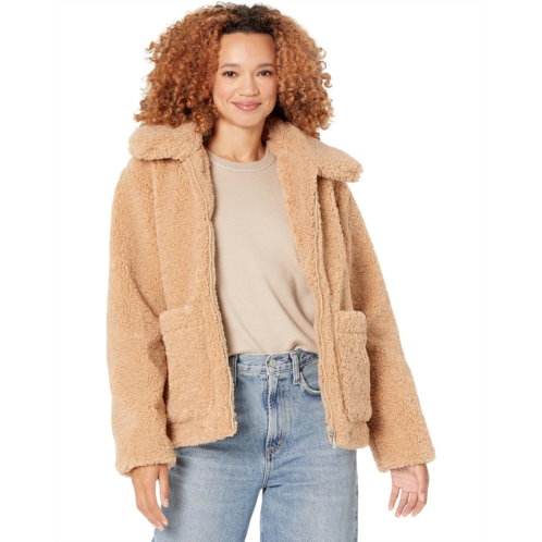 Sam Edelman Short Front Zip Teddy Coat with Patch Pockets