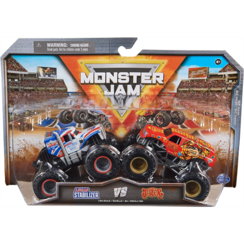 Monster Jam, Official Lucas Stabilizer Vs. Jester Die-Cast Monster Trucks, 1:64 Scale, Kids Toys for Boys Ages 3 and up