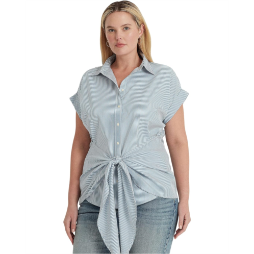 POLO Ralph Lauren Plus Size Striped Tie-Front Cotton Broadcloth Shirt
