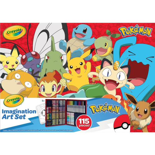 Crayola Pokemon Imagination Art Set, Kids Art Kit, 115 Pokemon Coloring Supplies, Pokemon Gifts, Pokemon Toys, Gift for Boys & Girls