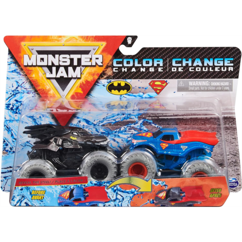 Monster Jam, Official Batman Vs. Superman Color-Changing Die-Cast Monster Trucks, 1:64 Scale