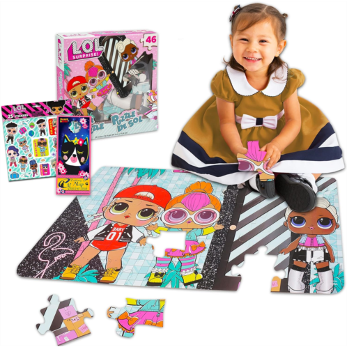 L.O.L. Surprise! LOL Surprise Puzzle Box Bundle for Kids 3 Foot Puzzle 46 Pieces with Reward Stickers and Cat Door Hanger