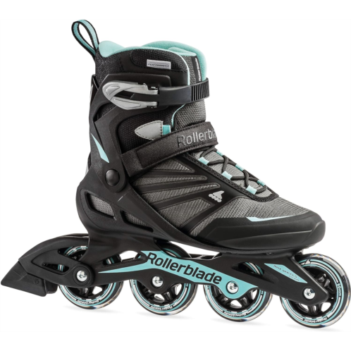 Rollerblade Zetrablade Womens Adult Fitness Inline Skate, Black and Light Blue, Performance Inline Skates