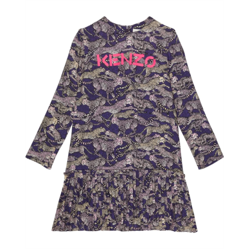 Kenzo Kids Leopard Print Long Sleeve Dress (Little Kids)