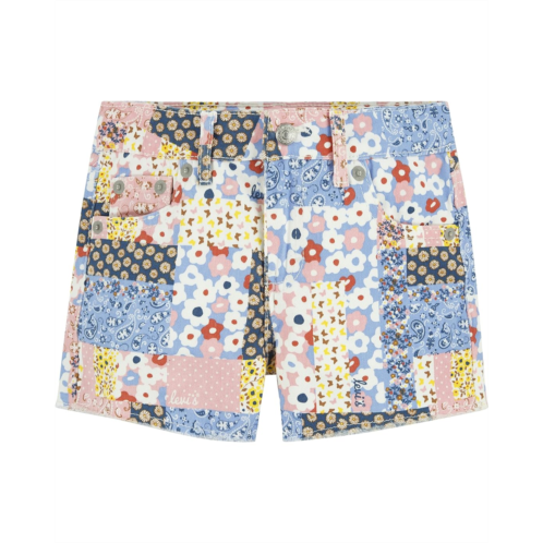 Levi  s Kids Girlfriend Fit Printed Shorty Shorts (Little Kids)