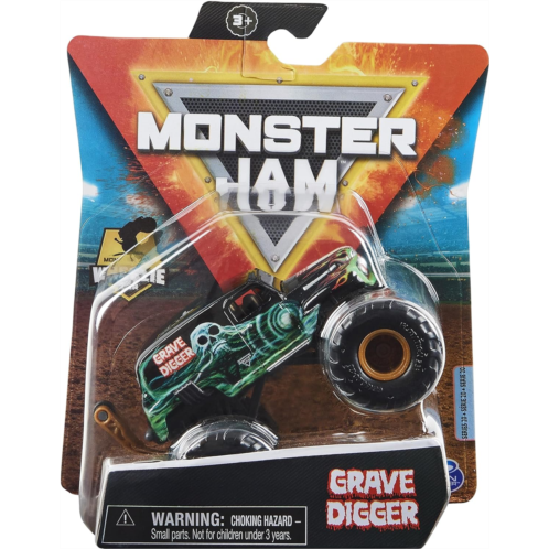 Monster Jam 2021 Spin Master 1:64 Diecast Monster Truck with Wheelie Bar: Retro Rebels Grave Digger