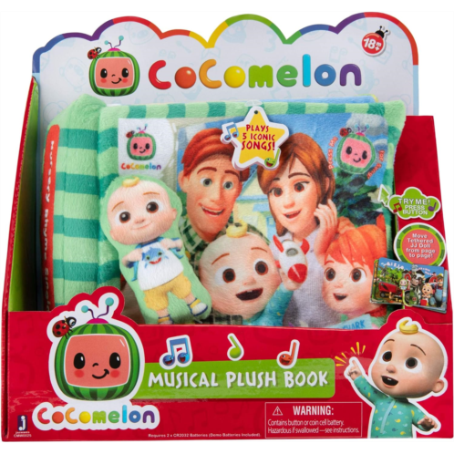 CoComelon Nursery Rhyme Singing Time Plush Book, Featuring Tethered JJ Plush Character Toy, for JJs Daily Musical Adventures - Books for Babies and Young Children