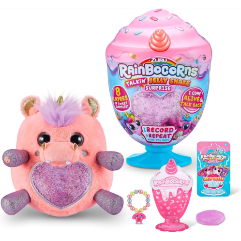 Rainbocorns Jelly Shake Surprise Series 2 Hippo by ZURU Cuddle Plush Scented Stuffed Animal, Slime Mix, Talkback Feature and More, Ages 3+ (Hippo)