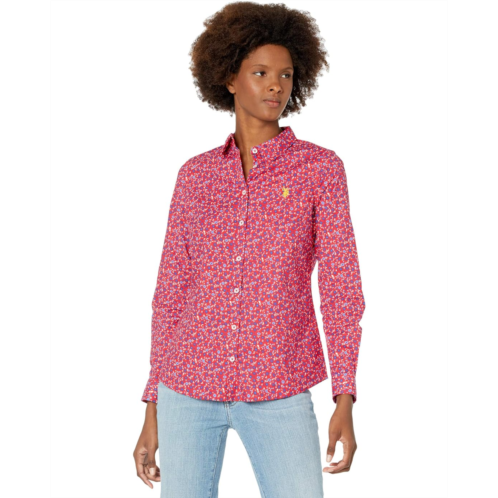 U.S. POLO ASSN. Long Sleeve Floral Print Stretch Poplin Shirt