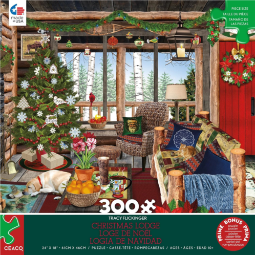 Ceaco - Tracy Flickinger - Christmas Lodge - 300 Piece Jigsaw Puzzle