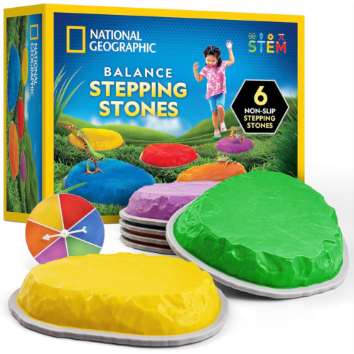 NATIONAL GEOGRAPHIC Stepping Stones for Kids - Durable Non-Slip Stones Encourage Toddler Balance & Gross Motor Skills, Indoor & Outdoor Toys, Balance Stones, Obstacle Course (Amazo