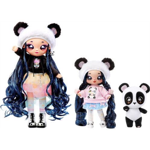 Na! Na! Na! Surprise Family Soft Doll Set with 2 Fashion Dolls and 1 Pet - Panda , Features 12 Accessories, Long Hair Dolls in Removable Fashions and Accessories with Adorable Plus