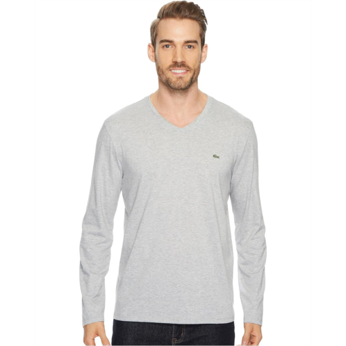 Mens Lacoste Long Sleeve Pima Jersey V-Neck T-Shirt