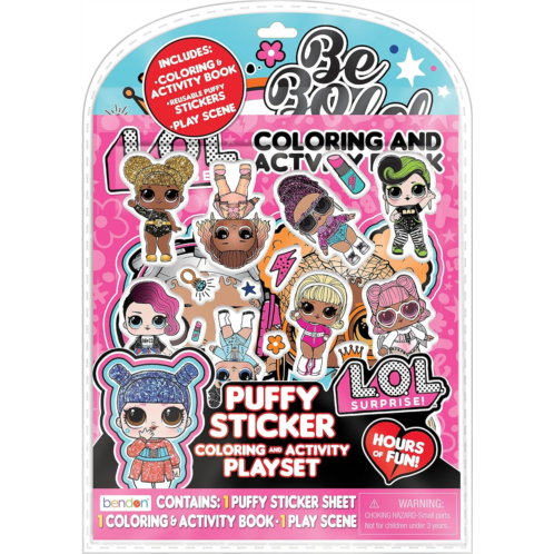 Bendon LOL Surprise Puffy Sticker Coloring and Activity Playset Book