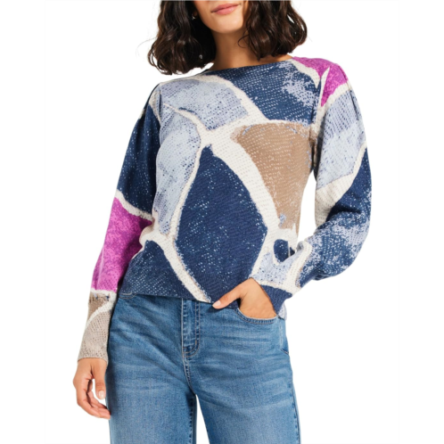 Womens NIC+ZOE Printed Tiles Femme Sleeve Sweater