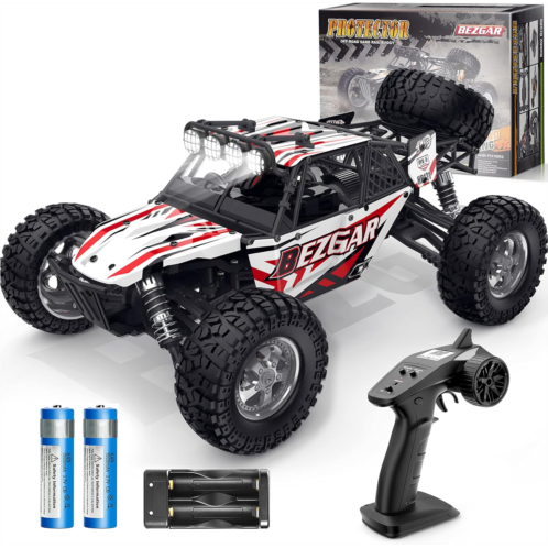 BEZGAR HB121 Hobby Grade 1:12 Scale RC Trucks, 4WD High Speed 45 Km/h All Terrains Electric Toy Off Road Sand Rall Buggy RC Truck RC Monster Car with Rechargeable Batteries for Boy