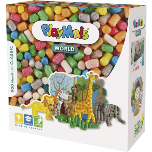 PlayMais World Jungle Craft kit for Kids from 3 Years 850 Colored PlayMais, templates & Instructions for Crafts stimulates Creativity & Motor Skills Gift for Girls & Boys Natural T