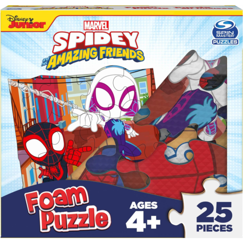 Spin Master Games Marvel, 25-Piece Jigsaw Foam Squishy Puzzle Go Spidey! Disney Junior Spidey and his Amazing Friends Show, for Kids Ages 4 and up