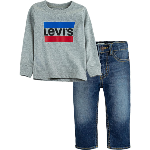Levi  s Kids Long Sleeve with Denim Pants Set (Infant)
