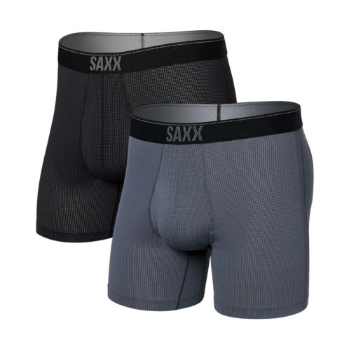 Mens SAXX UNDERWEAR Quest Quick Dry Mesh Boxer Brief Fly 2-Pack