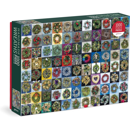 Galison Handmade Wreaths - 1000 Piece Puzzle Fun and Challenging Activity with Bright and Bold Artwork of A Wreath Collection for Adults and Families