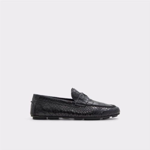 ALDO Squire Black Leather Croco Mens Loafers & Slip-Ons