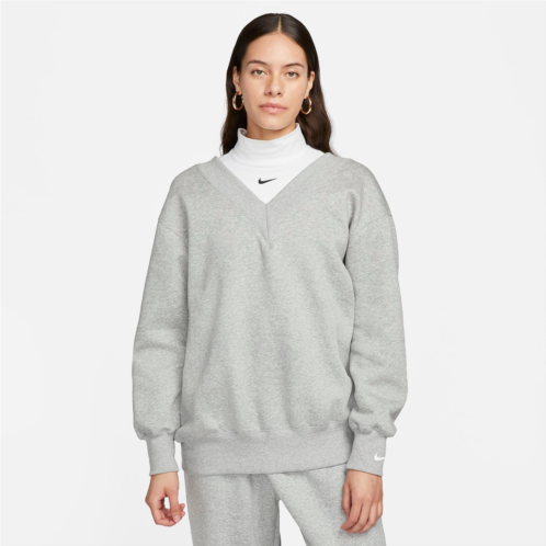 Womens Nike Sportswear Phoenix Fleece Oversized V-Neck Sweatshirt
