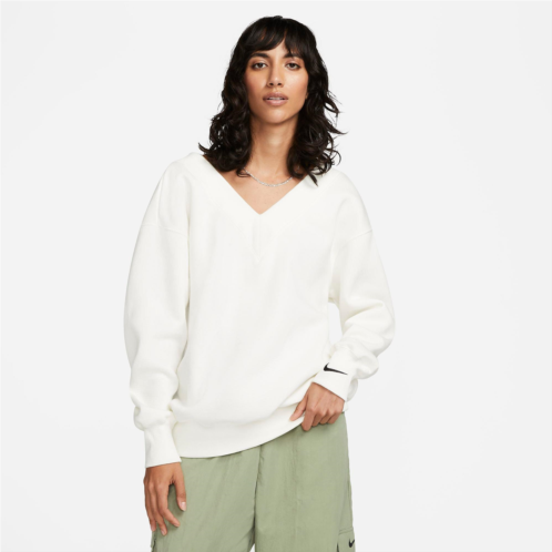 Womens Nike Sportswear Phoenix Fleece Oversized V-Neck Sweatshirt